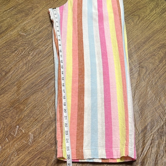 J. Crew Linen Blend Striped Paper Bag Drawstring Pants Pastel Pink Size S - Picture 14 of 15